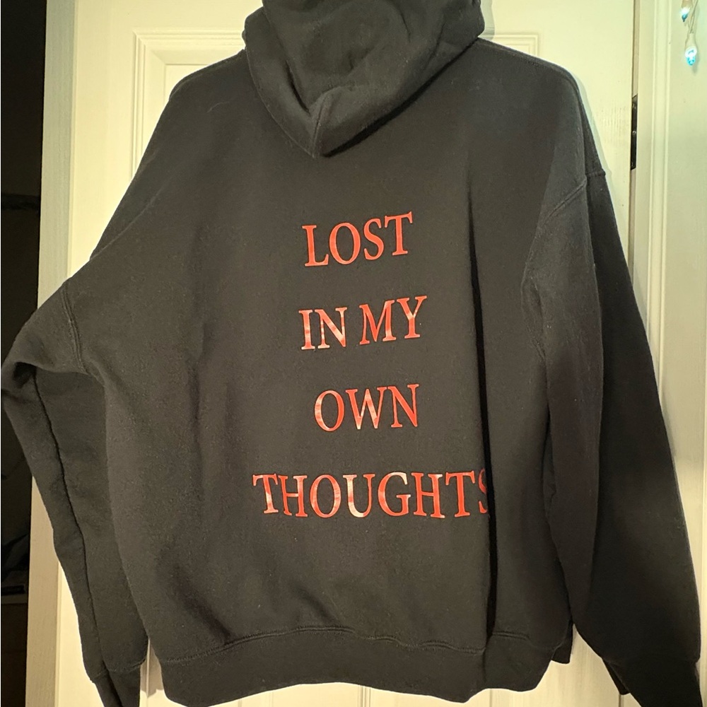 Black Hoodie with Red Text